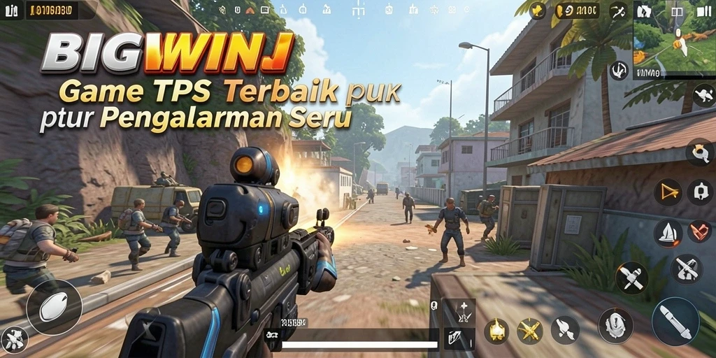 Screenshot gameplay <strong>BIGWIN</strong> menampilkan aksi seru dalam pertempuran TPS.