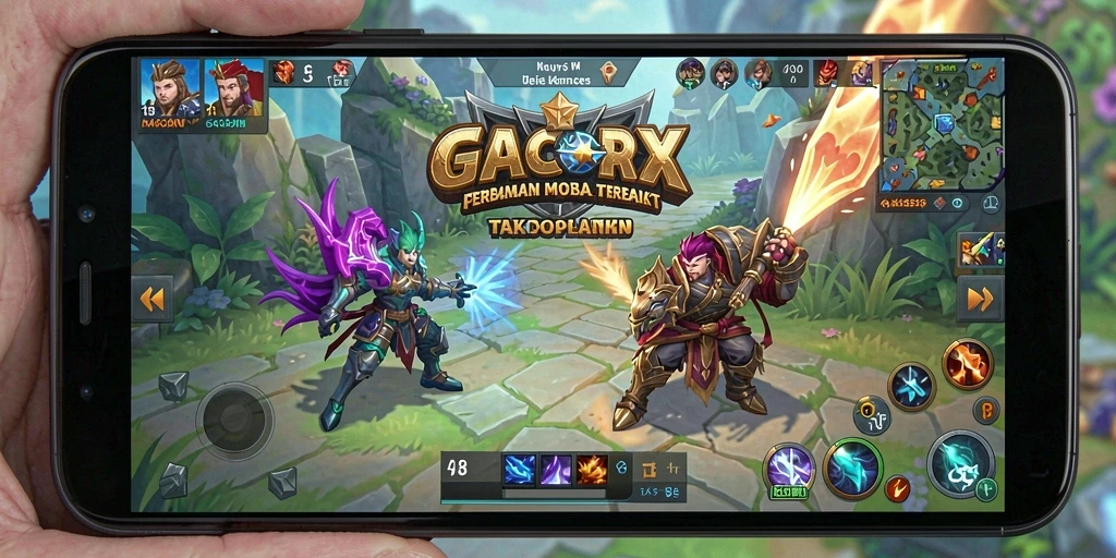 Gameplay seru GACORX di arena MOBA penuh strategi.
