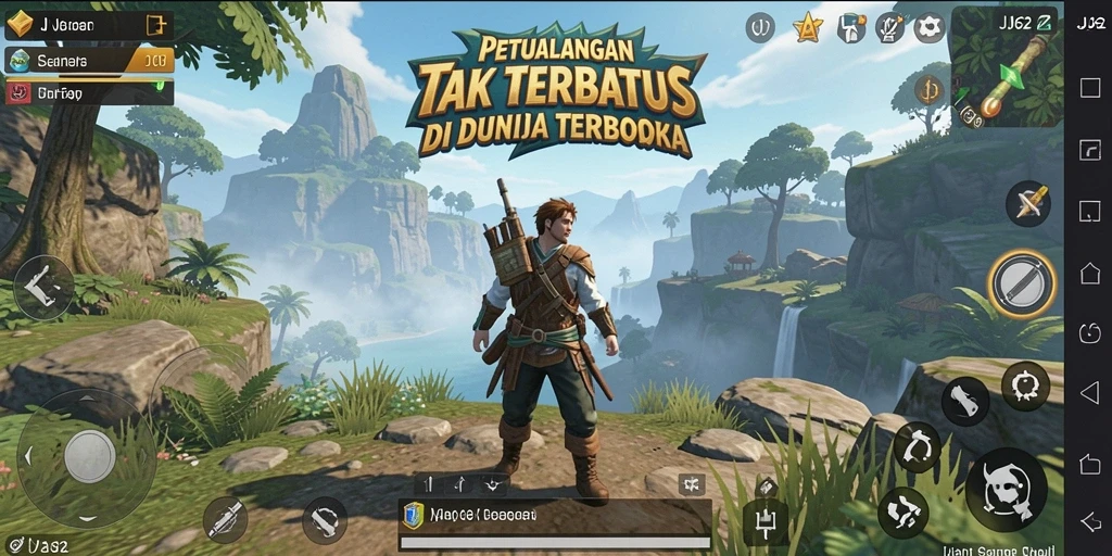 Screenshot gameplay JJ62 menampilkan petualangan seru di dunia terbuka.