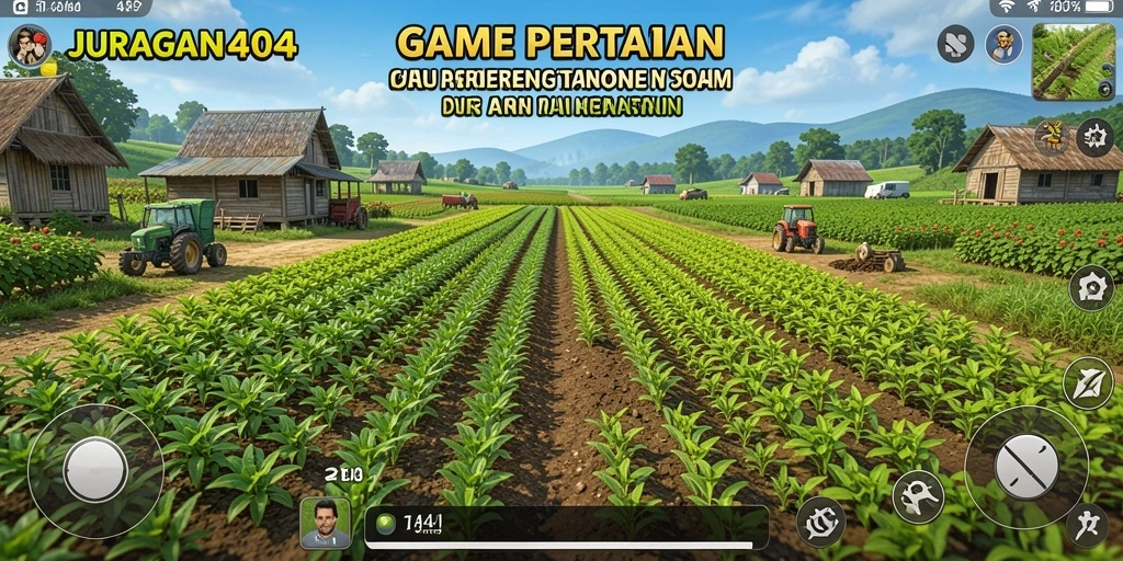 Tangkapan layar JURAGAN404 menampilkan suasana pertanian yang cerah dan beragam tanaman yang ditanam.