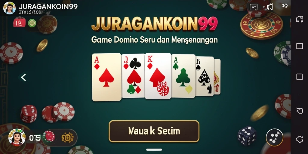 Screenshot utama JURAGANKOIN99 menampilkan gameplay Domino yang seru.