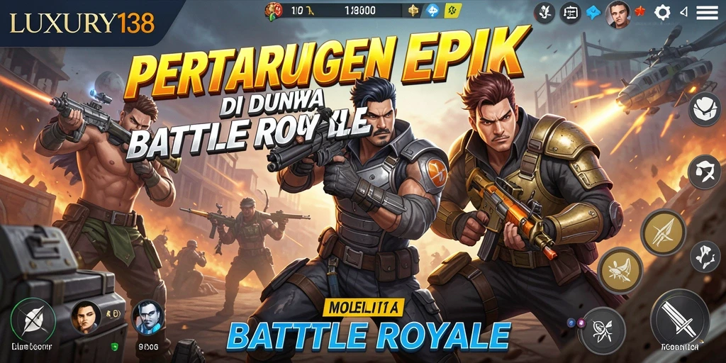 Gameplay intens di LUXURY138 menunjukkan pertempuran Battle Royale yang seru.