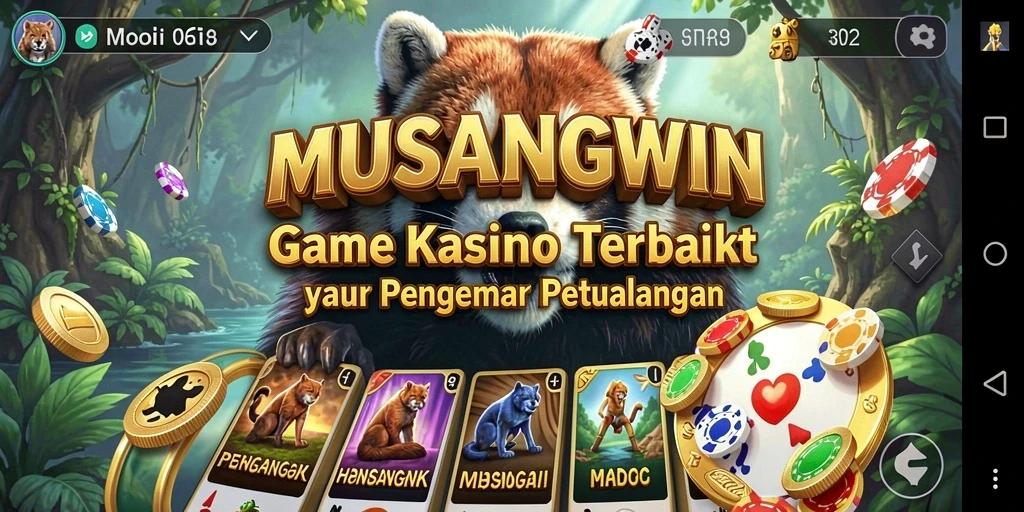 Screenshot utama MUSANGWIN menampilkan antarmuka permainan Kasino yang menarik.