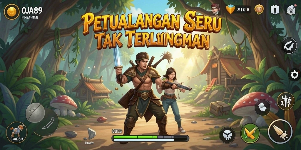 Screenshot gameplay OJA89 menunjukkan suasana petualangan yang menegangkan.