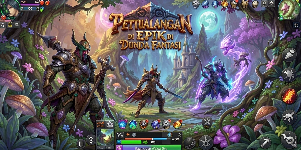 Screenshot menunjukkan aksi seru dalam gameplay RPG V21.