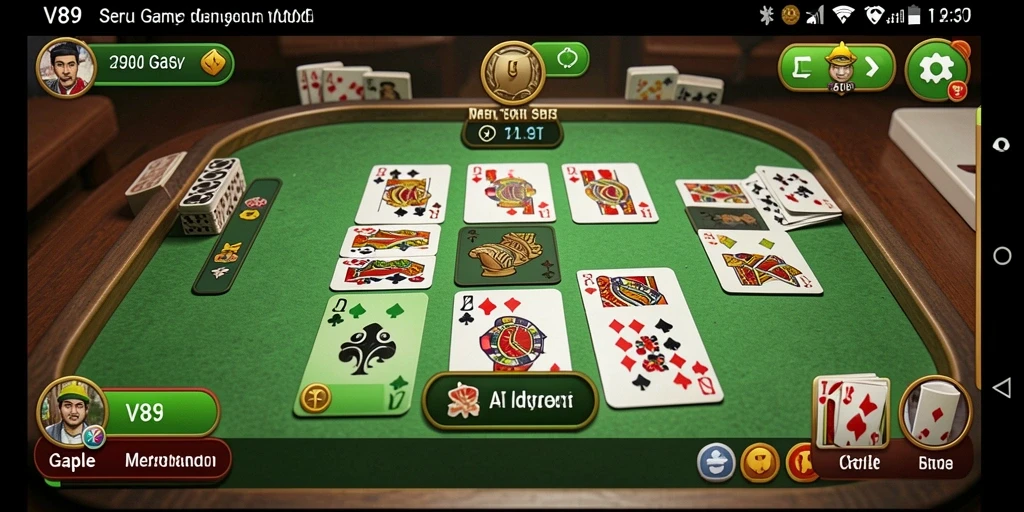 Tampilan gameplay Gaple yang seru dan interaktif di V89.